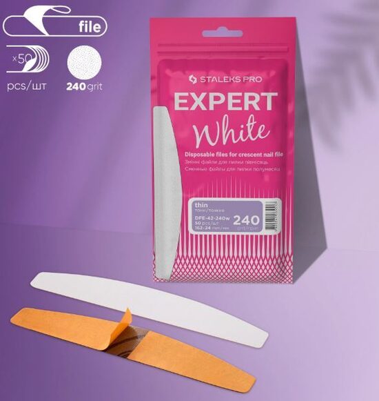 240 griti vienreizlietojamās pusmēness nagu vīles EXPERT 42 (50 gab.)