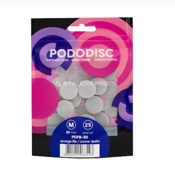 STALEKS PRO pedikīra diska spilventiņš sponžs M 20mm, 25gb (PDFB-20)